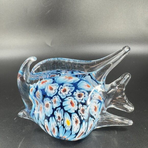 Vintage Venetian Glass Fish Figurine Paperweight With Heavy Millefiori Glass VTG - Picture 8 of 11